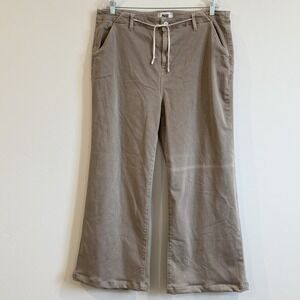 Paige Wide Leg Pants Stretch Drawstring Comfort Relax‎ Women 34x28 Gray Clay